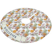 Trendy Citrus Orange Rustic PIne Greenery Polyester Weihnachtsbaumdecke (Schrägansicht)