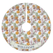 Trendy Citrus Orange Rustic PIne Greenery Polyester Weihnachtsbaumdecke (Vorderseite)