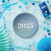 Trendy Class of 2024 Blue Gradient Abschluss Pappteller (Party)