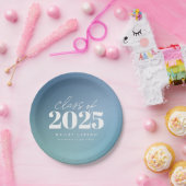 Trendy Class of 2024 Blue Gradient Abschluss Pappteller (Party)