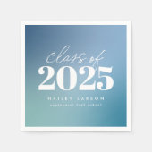 Trendy Class of 2024 Blue Gradient Abschluss Serviette (Vorderseite)