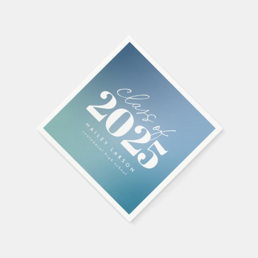 Trendy Class of 2024 Blue Gradient Abschluss Serviette (Ecke)