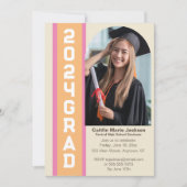Trendy Class of 2024 Foto Abschluss Einladung (Vorderseite)