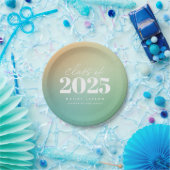 Trendy Class of 2024 Green Gradient Abschluss Pappteller (Party)