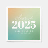 Trendy Class of 2024 Green Gradient Abschluss Serviette (Vorderseite)
