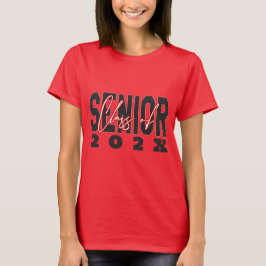 Trendy Class of 2025 Senior School Logo Red T-Shirt