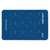 Trendy Classic Blue Full Year 2024 Calendar Magnet (Horizontal)