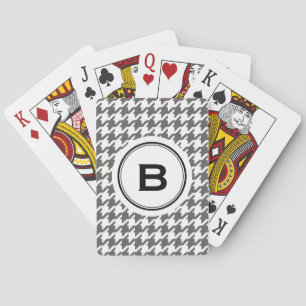 Trendy classic grey houndstooth with monogram spielkarten