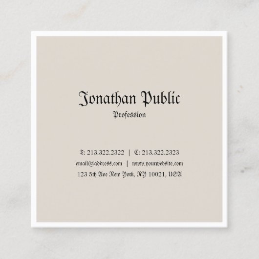 Trendy Classic Look Beruflich Nostalgie Design Quadratische Visitenkarte (Vorderseite)