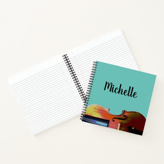 Trendy Classic Music Violin Orchestra Aquamarin Notizblock (Innenseite)