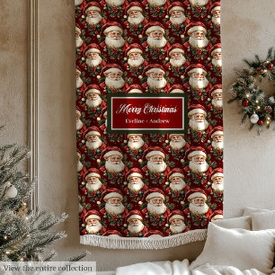 Trendy Classic Santa Claus Holiday Blanket Fleecedecke