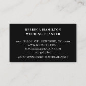 Trendy Classy eleganter, einfacher Hochzeitsplaner Visitenkarte (Rückseite)