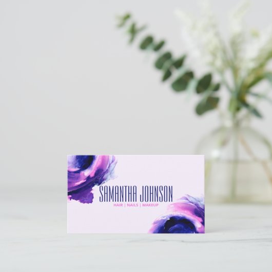 Trendy Classy Royal Lila Modern Brush Stroke Visitenkarte (Stehend Vorderseite)