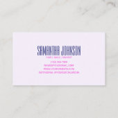 Trendy Classy Royal Lila Modern Brush Stroke Visitenkarte (Rückseite)