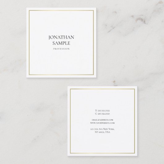 Trendy Clean Design Elegantes Gold Beruflich ausse Quadratische Visitenkarte (Vorne/Hinten)