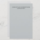 Trendy Clean Simple Gray Consultant Business Briefpapier (Vorne/Hinten)