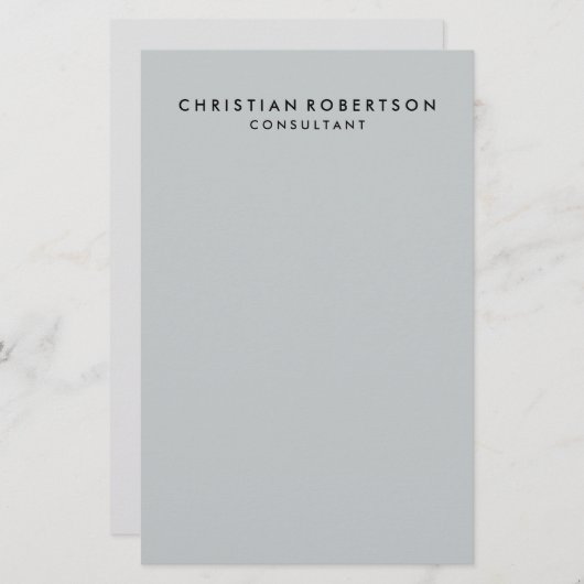Trendy Clean Simple Gray Consultant Business Briefpapier (Vorne/Hinten)