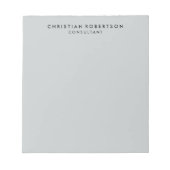 Trendy Clean Simple Gray Consultant Business Notizblock (Vorderseite)