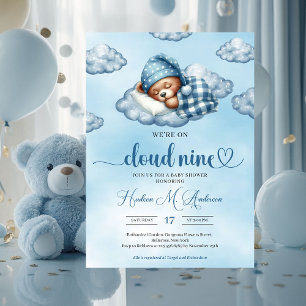 Trendy Cloud 9 Teddy Bär Boy Baby Showdusche Einladung