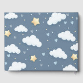 Trendy Cloud Theme Baby Shower Dusty Blue Gästebuch (Rückseite)