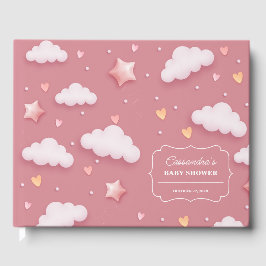Trendy Cloud Theme Dusty Pink Baby Dusche Gästebuch