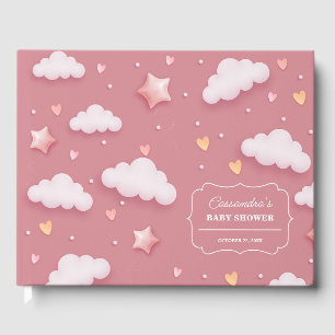 Trendy Cloud Theme Dusty Pink Baby Dusche Gästebuch