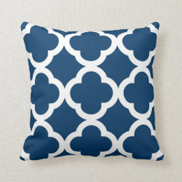 Trendy Clover Pattern in Navy Blue und White Kissen