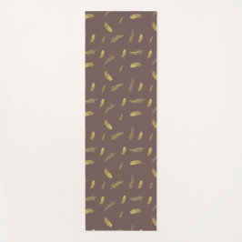 Trendy Coffee Brown und Golden Feathers Yoga Mat Yogamatte