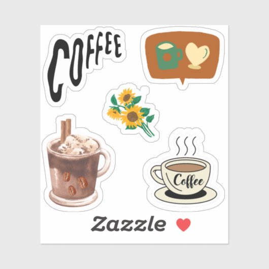 Trendy coffee for Retro Lovers l Coffeingetränke Aufkleber (Blatt)