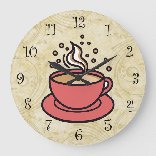 Trendy Coffee Theme Kitchen Wall Clocks Große Wanduhr (Vorderseite)