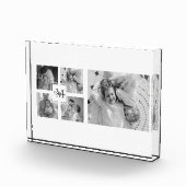 Trendy Collage Family Foto Black & White Initial (Rechts)
