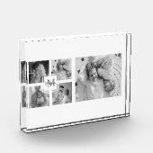 Trendy Collage Family Foto Black & White Initial (Links)