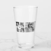 Trendy Collage Family Foto Black & White Initial Glas (Vorderseite)