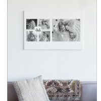 Trendy Collage Family Foto Black & White Initial