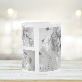 Trendy Collage Family Foto Black & White Initial Mattglastasse