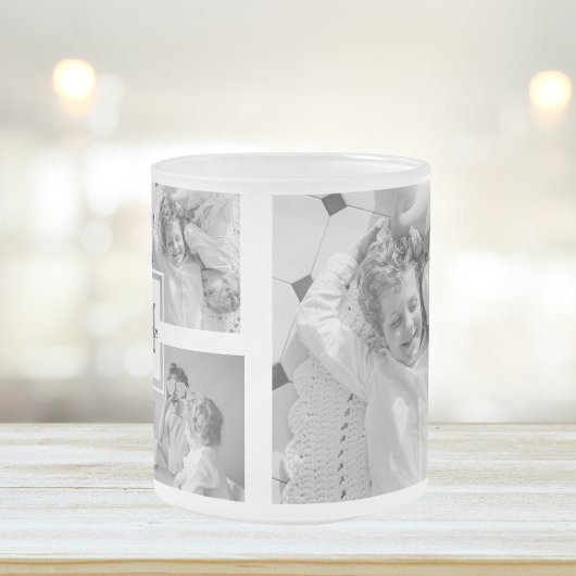 Trendy Collage Family Foto Black & White Initial Mattglastasse