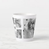 Trendy Collage Family Foto Black & White Initial Milchtasse (Vorderseite)