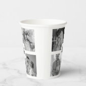 Trendy Collage Family Foto Black & White Initial Pappbecher (Rechts)