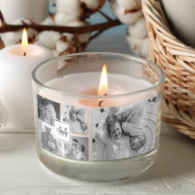 Trendy Collage Family Foto Black & White Initial