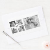 Trendy Collage Family Foto Black & White Initial Rechteckiger Aufkleber (Umschlag)