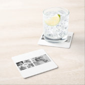 Trendy Collage Family Foto Black & White Initial Rechteckiger Pappuntersetzer (Vor Ort)