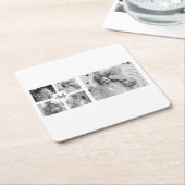 Trendy Collage Family Foto Black & White Initial Rechteckiger Pappuntersetzer (angewinkelt)
