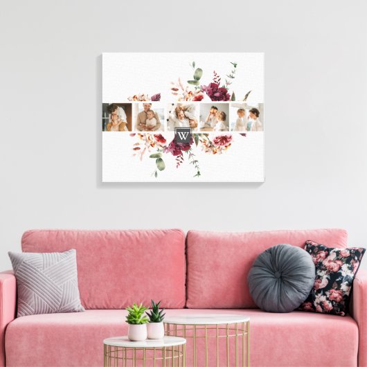 Trendy Collage Family Foto Farbige Blume Geschenk Leinwanddruck (Insitu (Wohnzimmer))