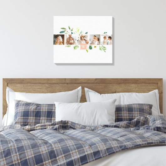 Trendy Collage Family Foto mit Blume-Geschenk Leinwanddruck (Insitu (Schlafzimmer))