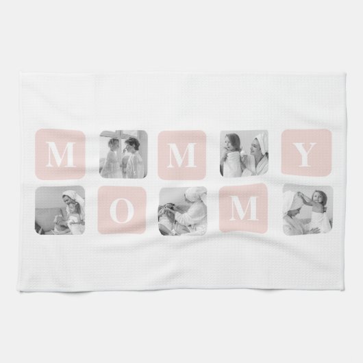 Trendy Collage Foto & Pastel Pink Bestes Mommy-Ges Geschirrtuch (Horizontal)