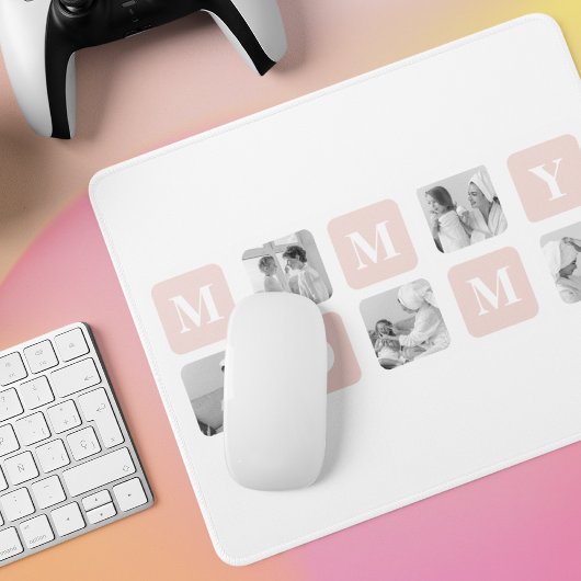 Trendy Collage Foto & Pastel Pink Bestes Mommy-Ges Mousepad
