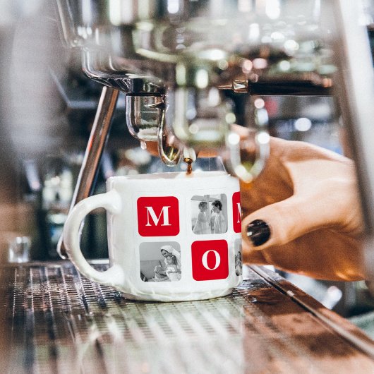 Trendy Collage Foto & Red Best Mommy Geschenk Espressotasse