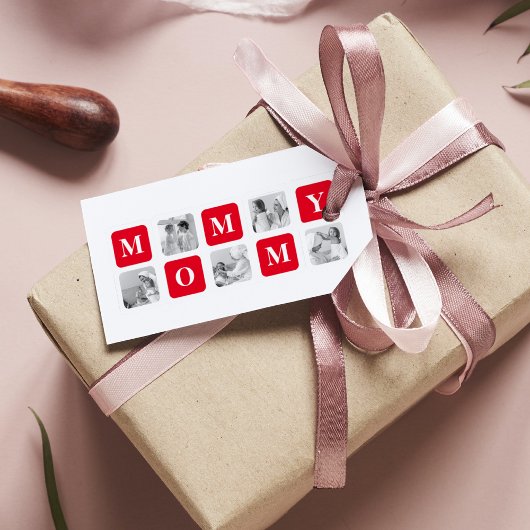 Trendy Collage Foto & Red Best Mommy Geschenk Geschenkanhänger