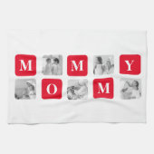 Trendy Collage Foto & Red Best Mommy Geschenk Geschirrtuch (Horizontal)