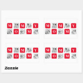 Trendy Collage Foto & Red Best Mommy Geschenk Rechteckiger Aufkleber (Blatt)